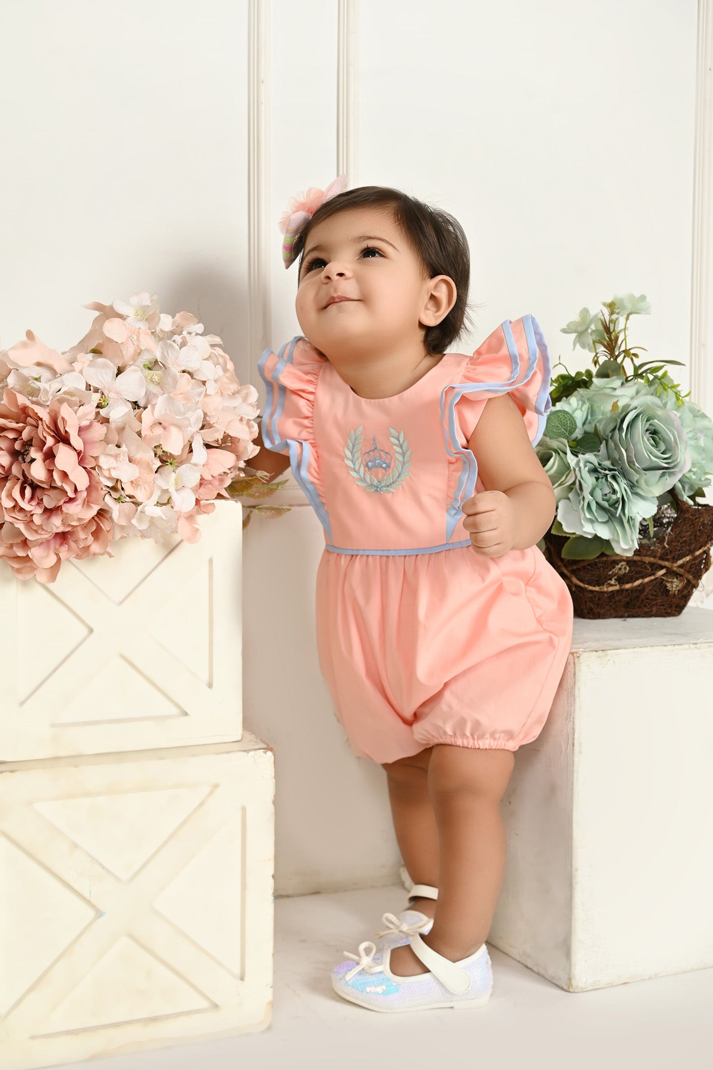 Royal Charm Romper- Peach